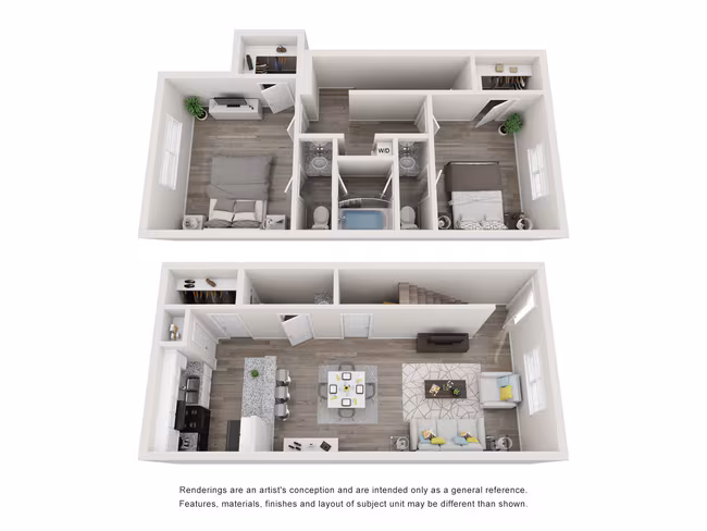 2 Bedroom 1.5 Bath Townhome 231 floor plan
